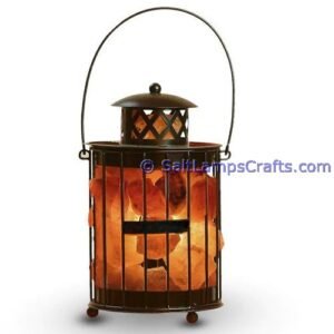 himalayansaltlampwithchunkshanginglampironlanternstylebasket02 Salt Lamps Crafts Manufacture and Exporter