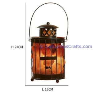 himalayansaltlampwithchunkshanginglampironlanternstylebasket05 Salt Lamps Crafts Manufacture and Exporter