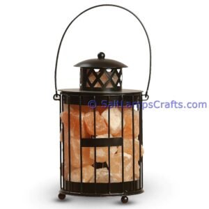 himalayansaltlampwithchunkshanginglampironlanternstylebasket06 Salt Lamps Crafts Manufacture and Exporter