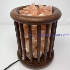himalayansaltlampscylinderdesignwoodenbasketwithchunksforhomeofficehoteldecoryogapurifyingairwarmandromanticnightlightlamp02 Salt Lamps Crafts Manufacture and Exporter