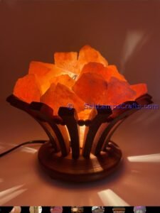 himalayansaltlampsflowerdesignwoodenbasketwithchunksforhomeofficehoteldecoryogapurifyingairwarmandromanticnightlightlamp20 Salt Lamps Crafts Manufacture and Exporter
