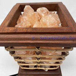 himalayansaltlampssquaredesignwoodenbasketwithchunksforhomeofficehoteldecoryogapurifyingairwarmandromanticnightlightlamp04 Salt Lamps Crafts Manufacture and Exporter