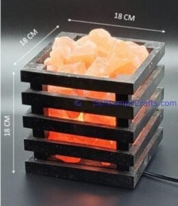 himalayansaltlampssquaredesignwoodenbasketwithchunksforhomeofficehoteldecoryogapurifyingairwarmandromanticnightlightlamp14 Salt Lamps Crafts Manufacture and Exporter
