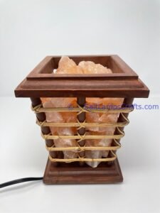 himalayansaltlampssquaredesignwoodenbasketwithchunksforhomeofficehoteldecoryogapurifyingairwarmandromanticnightlightlamp17 Salt Lamps Crafts Manufacture and Exporter