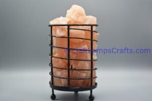 himalayansaltlampswithchunkscylindermetalbasketforhomeofficehoteldecoryogapurifyingairwarmandromanticnightlightwithsolidwoodouterframe11 Salt Lamps Crafts Manufacture and Exporter