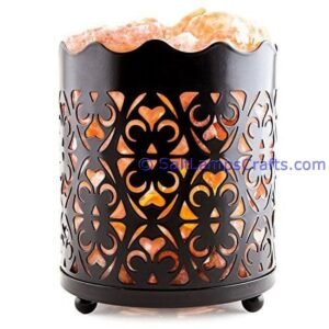 himalayansaltlampswithchunkscylindermetalbasketforhomeofficehoteldecoryogapurifyingairwarmandromanticnightlightwithsolidwoodouterframe17 Salt Lamps Crafts Manufacture and Exporter