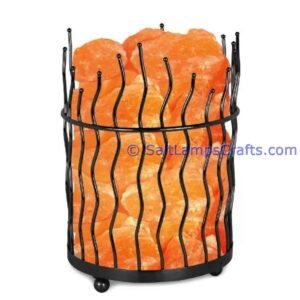 himalayansaltlampswithchunkscylindermetalbasketforhomeofficehoteldecoryogapurifyingairwarmandromanticnightlightwithsolidwoodouterframe24 Salt Lamps Crafts Manufacture and Exporter