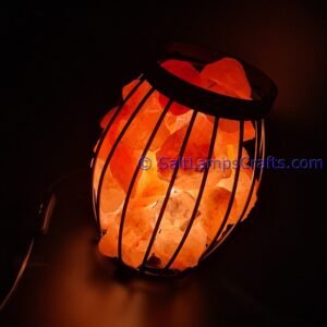 himalayansaltlampswithchunksovalmetalbasketforhomeofficehoteldecoryogapurifyingairwarmandromanticnightlightwithsolidwoodouterframe03 Salt Lamps Crafts Manufacture and Exporter