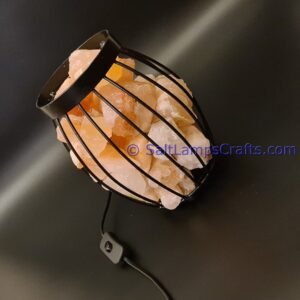 himalayansaltlampswithchunksovalmetalbasketforhomeofficehoteldecoryogapurifyingairwarmandromanticnightlightwithsolidwoodouterframe04 Salt Lamps Crafts Manufacture and Exporter