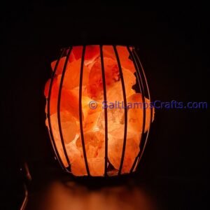 himalayansaltlampswithchunksovalmetalbasketforhomeofficehoteldecoryogapurifyingairwarmandromanticnightlightwithsolidwoodouterframe05 Salt Lamps Crafts Manufacture and Exporter