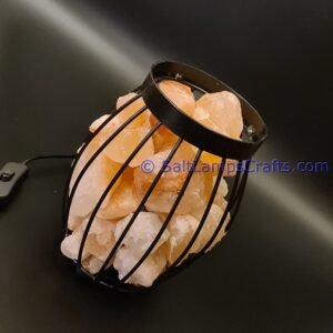 himalayansaltlampswithchunksovalmetalbasketforhomeofficehoteldecoryogapurifyingairwarmandromanticnightlightwithsolidwoodouterframe06 Salt Lamps Crafts Manufacture and Exporter