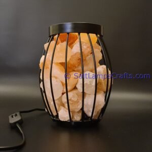 himalayansaltlampswithchunksovalmetalbasketforhomeofficehoteldecoryogapurifyingairwarmandromanticnightlightwithsolidwoodouterframe08 Salt Lamps Crafts Manufacture and Exporter