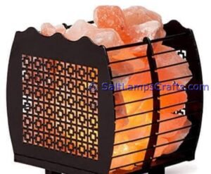 himalayansaltlampswithchunksrectanglemetalbasketforhomeofficehoteldecoryogapurifyingairwarmandromanticnightlightwithsolidwoodouterframe04 Salt Lamps Crafts Manufacture and Exporter