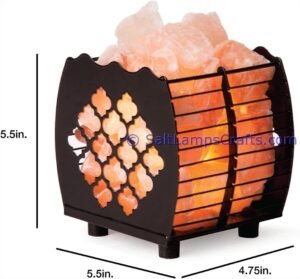 himalayansaltlampswithchunksrectanglemetalbasketforhomeofficehoteldecoryogapurifyingairwarmandromanticnightlightwithsolidwoodouterframe07 Salt Lamps Crafts Manufacture and Exporter