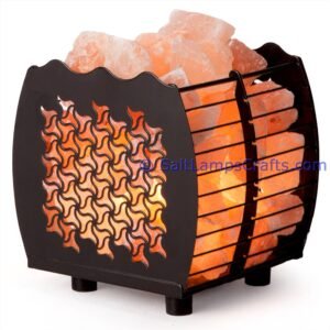 himalayansaltlampswithchunksrectanglemetalbasketforhomeofficehoteldecoryogapurifyingairwarmandromanticnightlightwithsolidwoodouterframe09 Salt Lamps Crafts Manufacture and Exporter