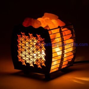 himalayansaltlampswithchunksrectanglemetalbasketforhomeofficehoteldecoryogapurifyingairwarmandromanticnightlightwithsolidwoodouterframe11 Salt Lamps Crafts Manufacture and Exporter