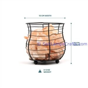 himalayansaltlampswithchunksroundmetalbasketforhomeofficehoteldecoryogapurifyingairwarmandromanticnightlightwithsolidwoodouterframe33 Salt Lamps Crafts Manufacture and Exporter