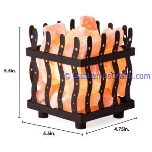 himalayansaltlampswithchunkssquaremetalbasketforhomeofficehoteldecoryogapurifyingairwarmandromanticnightlightwithsolidwoodouterframe12 Salt Lamps Crafts Manufacture and Exporter