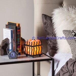 himalayansaltlampswithchunkssquaremetalbasketforhomeofficehoteldecoryogapurifyingairwarmandromanticnightlightwithsolidwoodouterframe14 Salt Lamps Crafts Manufacture and Exporter