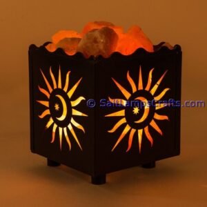 himalayansaltlampswithchunkssquaremetalbasketforhomeofficehoteldecoryogapurifyingairwarmandromanticnightlightwithsolidwoodouterframe21 Salt Lamps Crafts Manufacture and Exporter