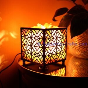 himalayansaltlampswithchunkssquaremetalbasketforhomeofficehoteldecoryogapurifyingairwarmandromanticnightlightwithsolidwoodouterframe31 Salt Lamps Crafts Manufacture and Exporter