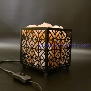 himalayansaltlampswithchunkssquaremetalbasketforhomeofficehoteldecoryogapurifyingairwarmandromanticnightlightwithsolidwoodouterframe33 Salt Lamps Crafts Manufacture and Exporter